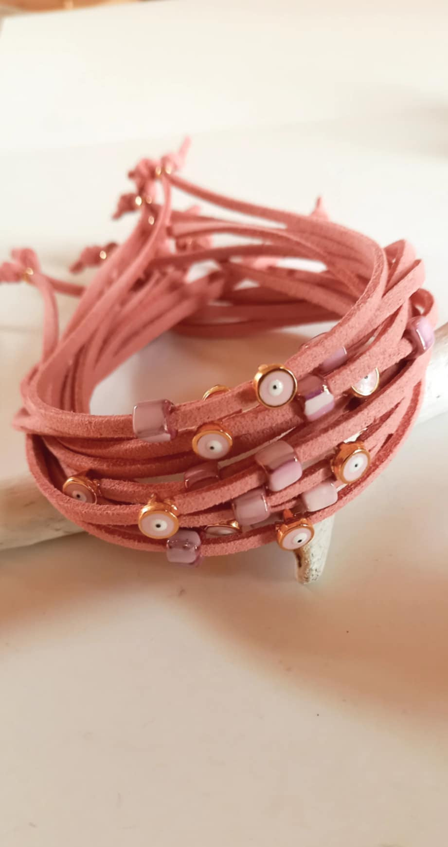 Μαρτυρικό βάπτισης βραχιόλι με κεραμικό κύβο και μάτι