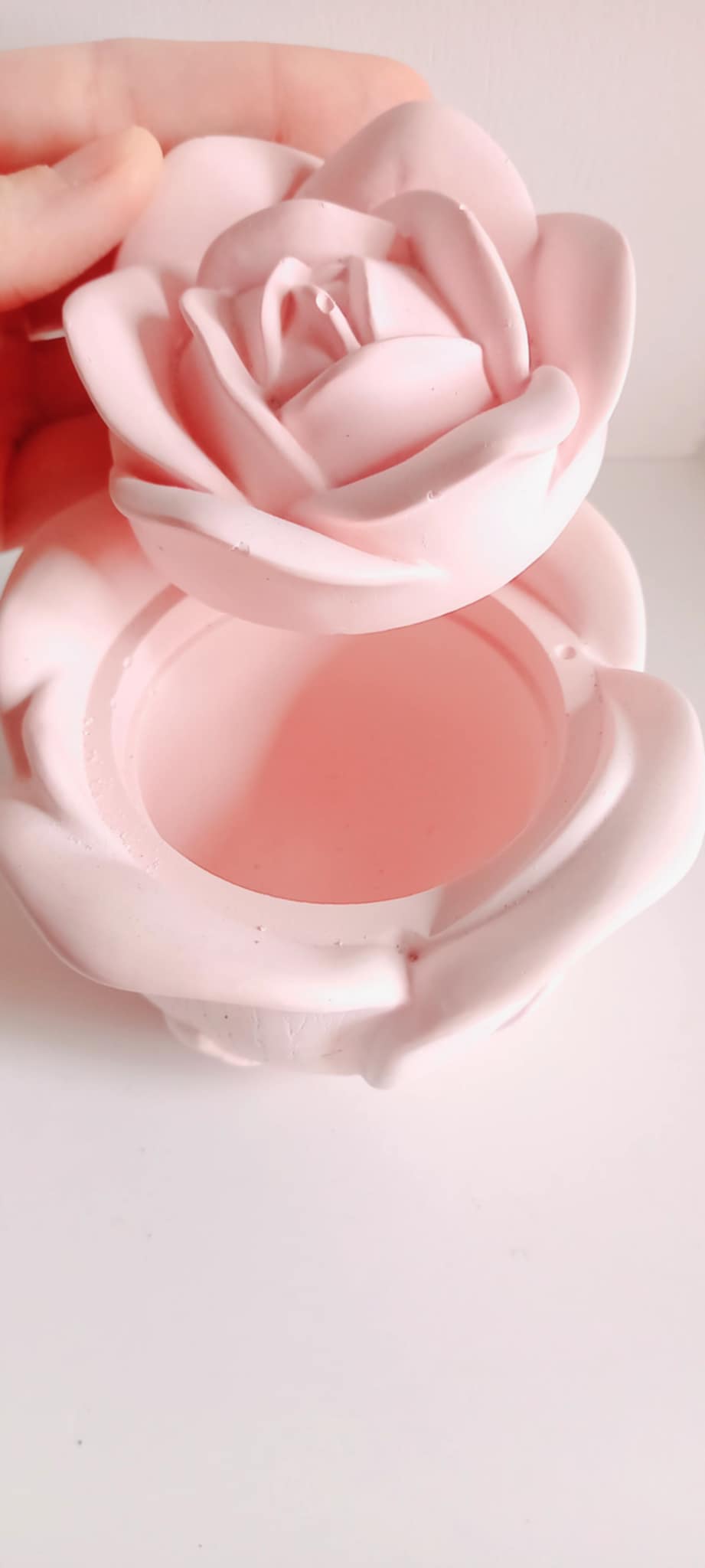 Μπομπονιέρα βάπτισης κεραμική μπιζουτιέρα σε σχήμα τριαντάφυλλο