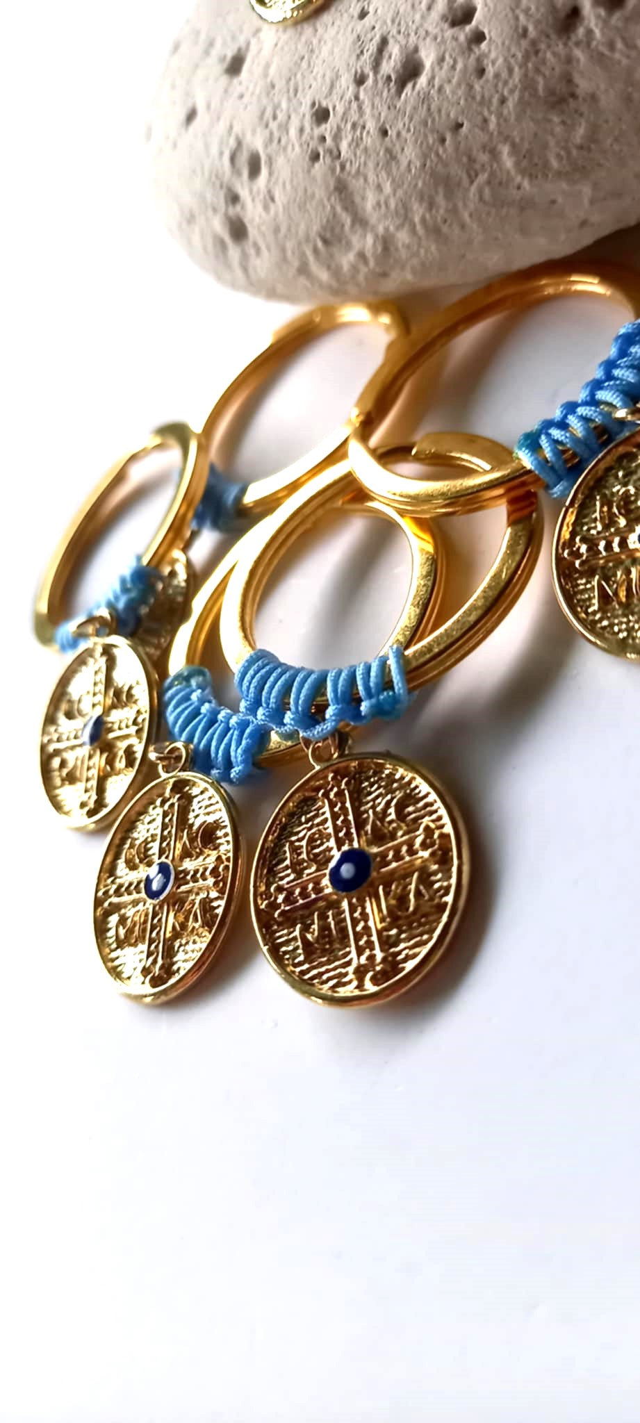 Χειροποίητο μαρτυρικό βάπτισης μπρελόκ με κωνσταντινάτο