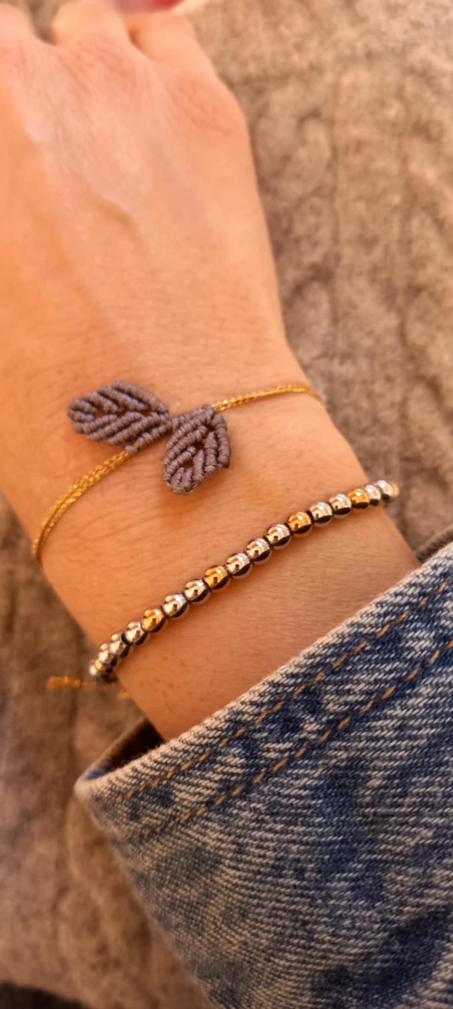 Βραχιόλι με μακραμέ φύλλα