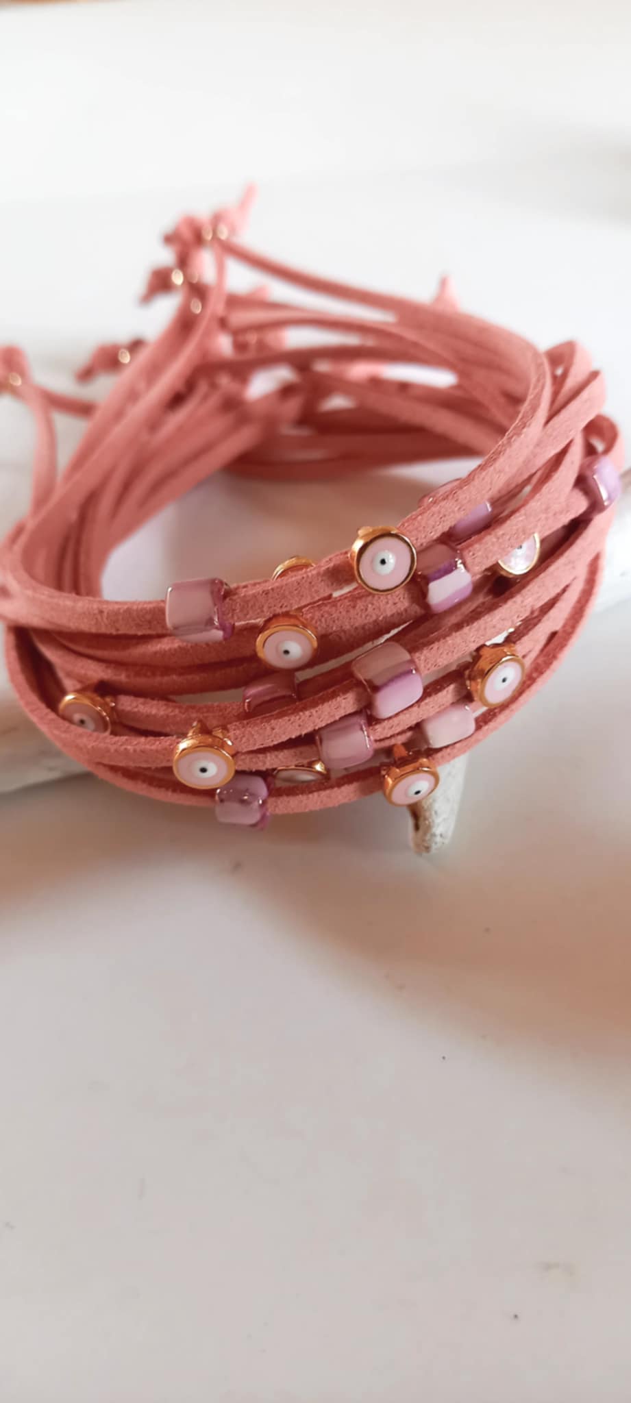 Μαρτυρικό βάπτισης βραχιόλι με κεραμικό κύβο και μάτι