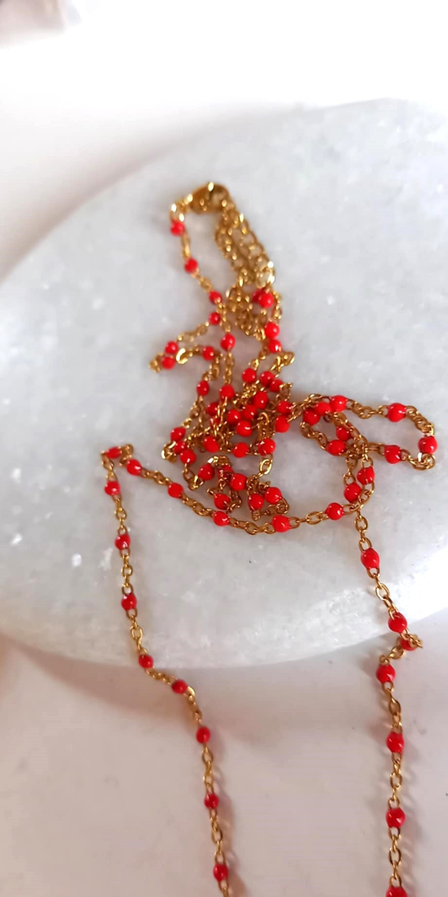 Κολιέ ροζάριο με σμάλτο σε κόκκινο χρώμα