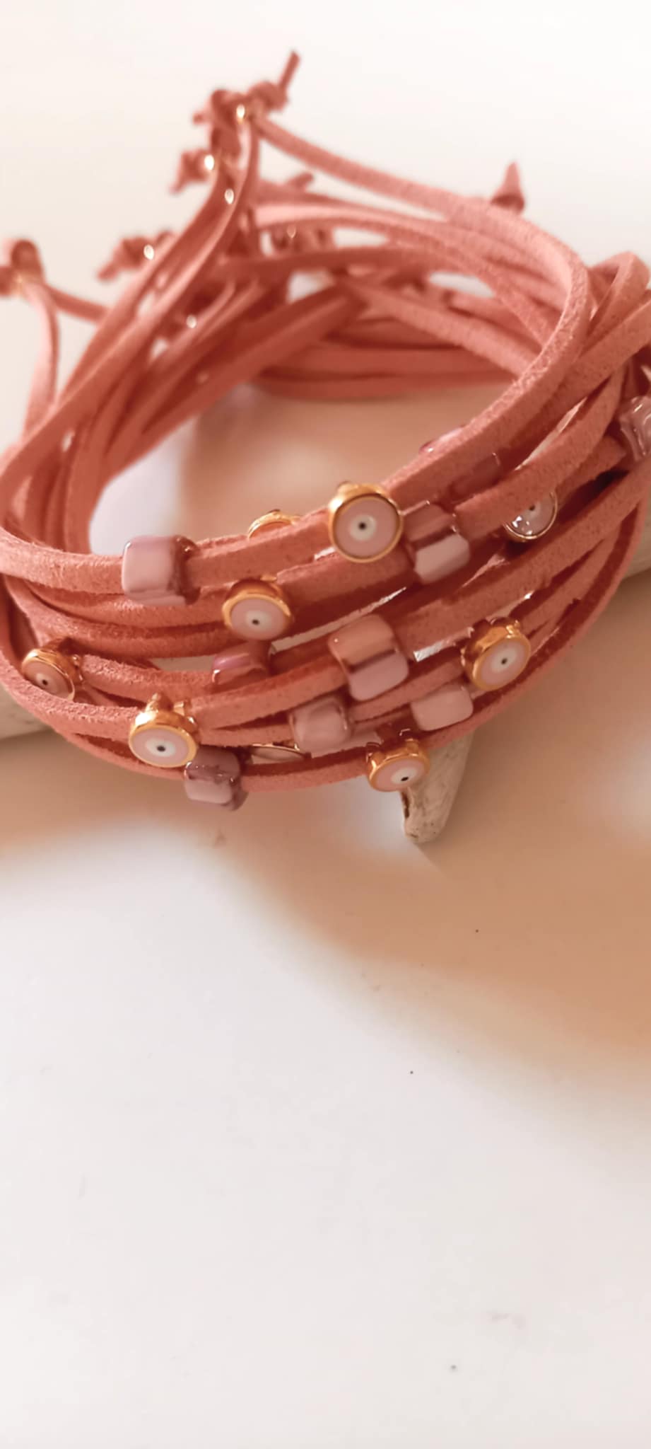 Μαρτυρικό βάπτισης βραχιόλι με κεραμικό κύβο και μάτι