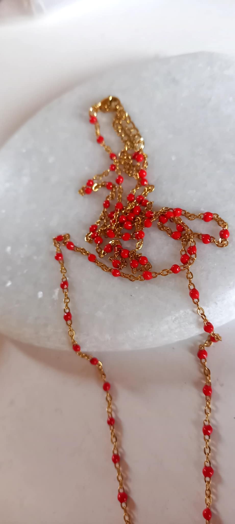 Κολιέ ροζάριο με σμάλτο σε κόκκινο χρώμα