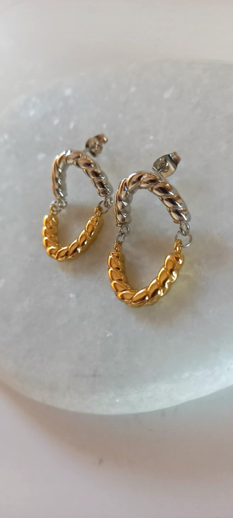 Δίχρωμα σκουλαρίκια από ατσάλι