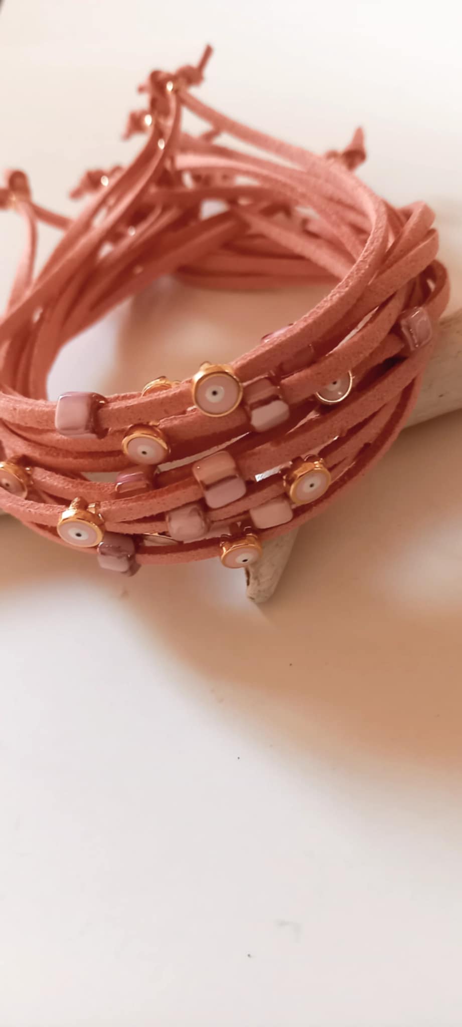 Μαρτυρικό βάπτισης βραχιόλι με κεραμικό κύβο και μάτι