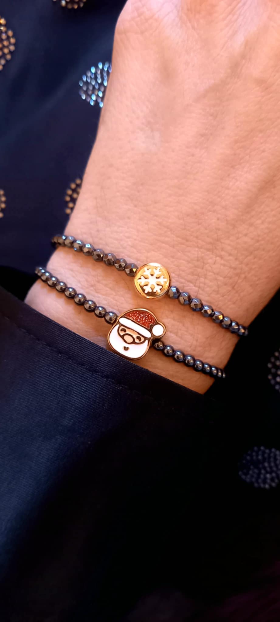 Βραχιόλι με αιματίτες και μοτίφ Αγιο Βασίλη