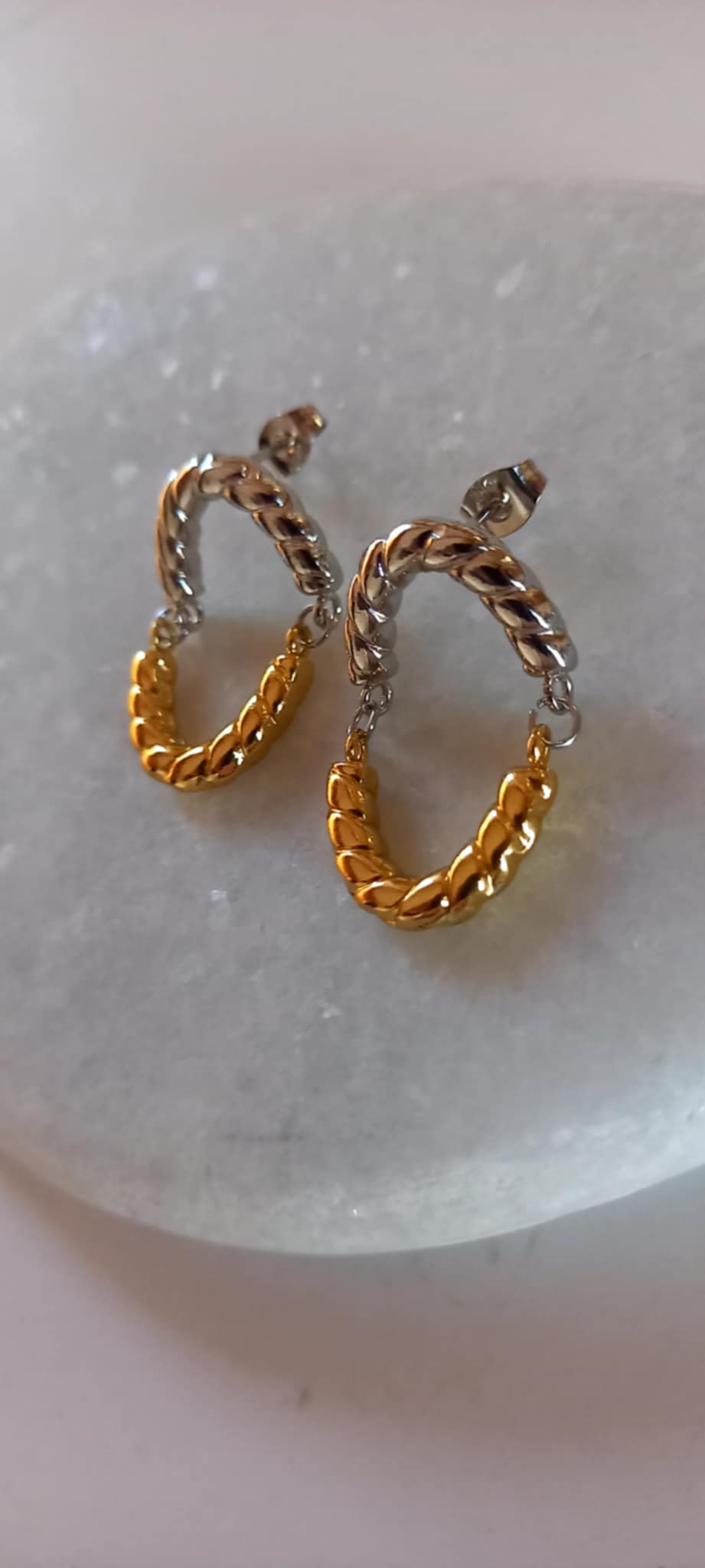 Δίχρωμα σκουλαρίκια από ατσάλι