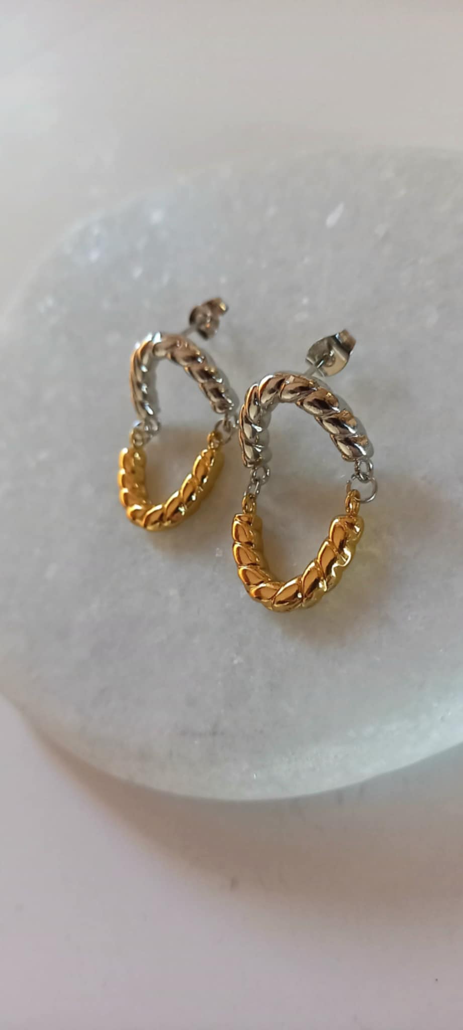 Δίχρωμα σκουλαρίκια από ατσάλι