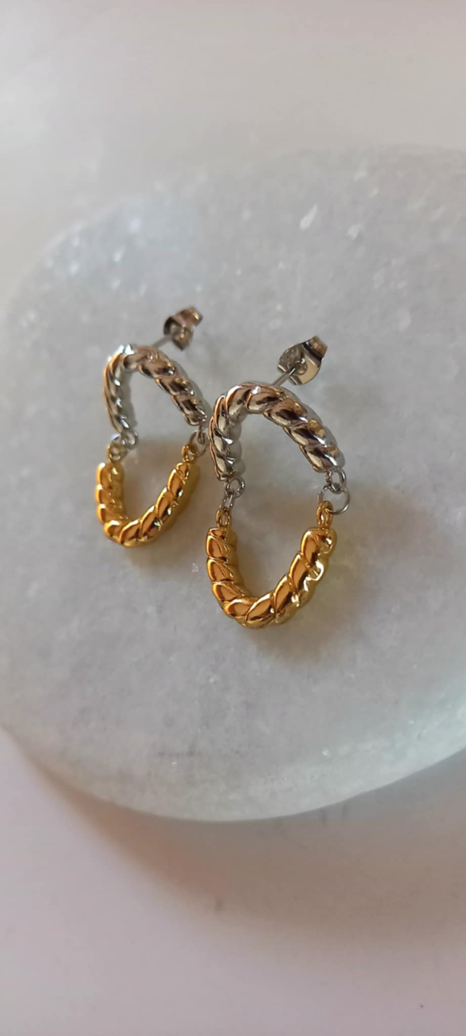 Δίχρωμα σκουλαρίκια από ατσάλι