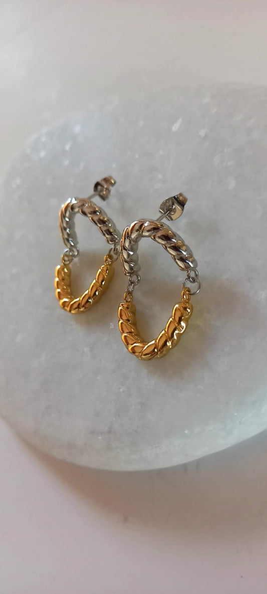 Δίχρωμα σκουλαρίκια από ατσάλι