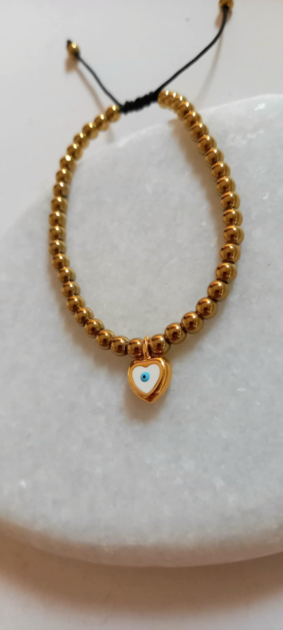 Βραχιόλι με αιματίτες και μοτίφ καρδιά