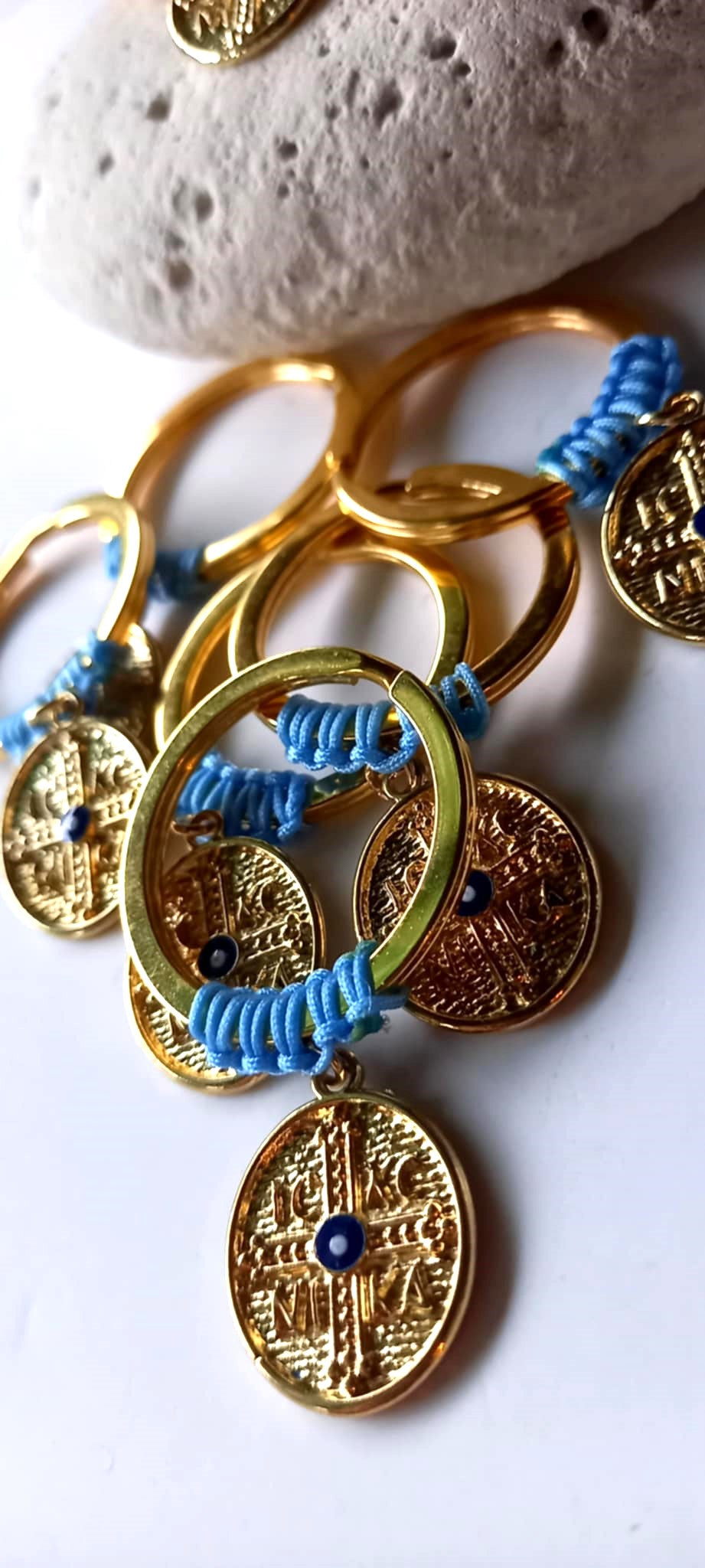 Χειροποίητο μαρτυρικό βάπτισης μπρελόκ με κωνσταντινάτο