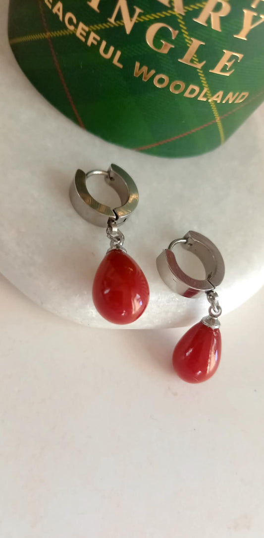 Σκουλαρίκια από ατσάλι με μοτίφ πέρλα