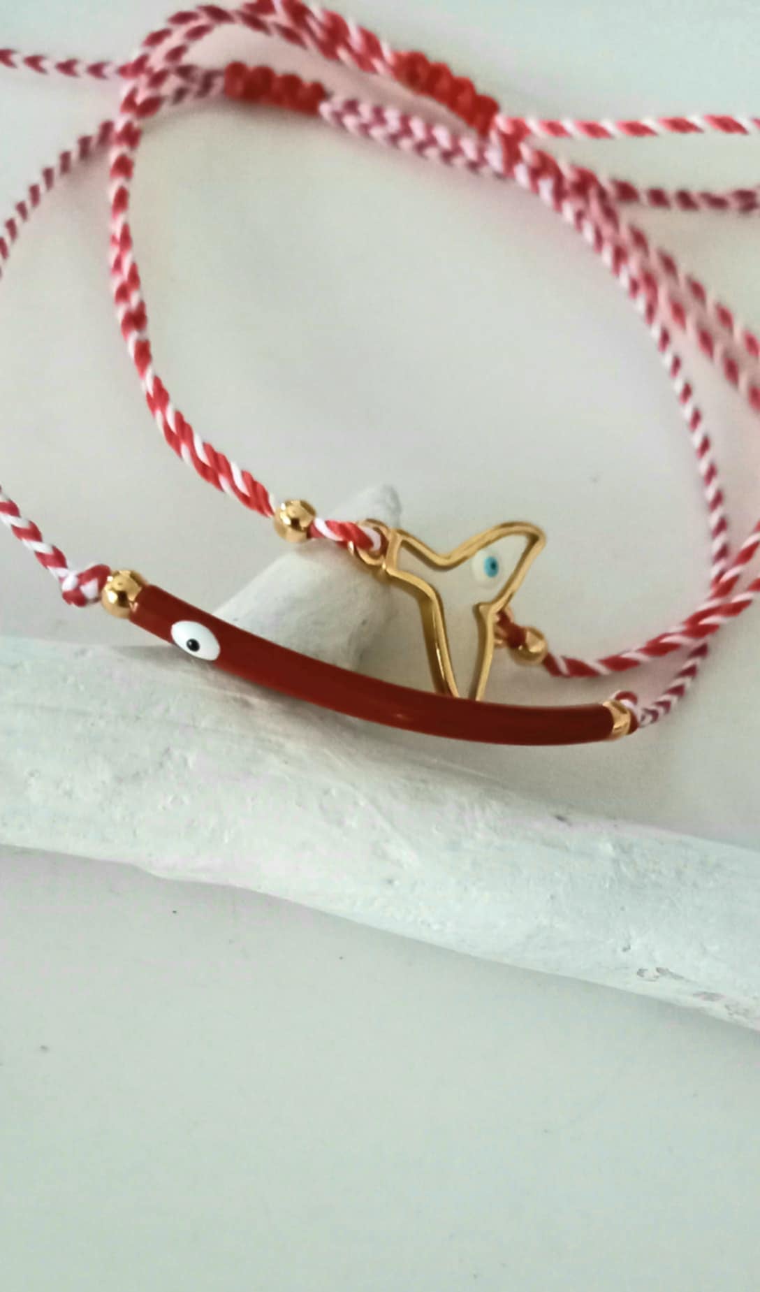 Βραχιόλι μαρτάκι με μπάρα με σμάλτο και μάτι