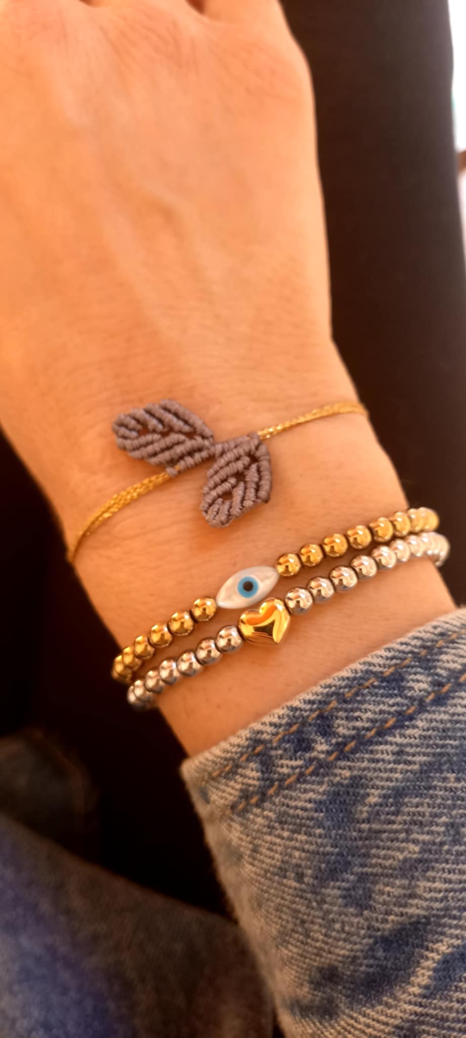 Βραχιόλι με μακραμέ φύλλα