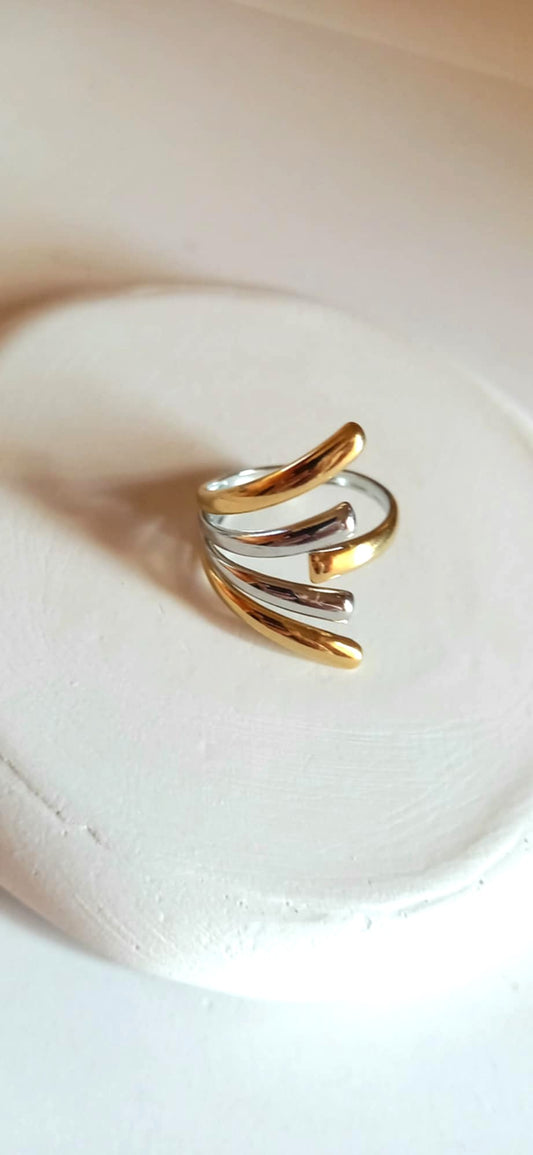 Ατσάλινο δαχτυλίδι με διχρωμία