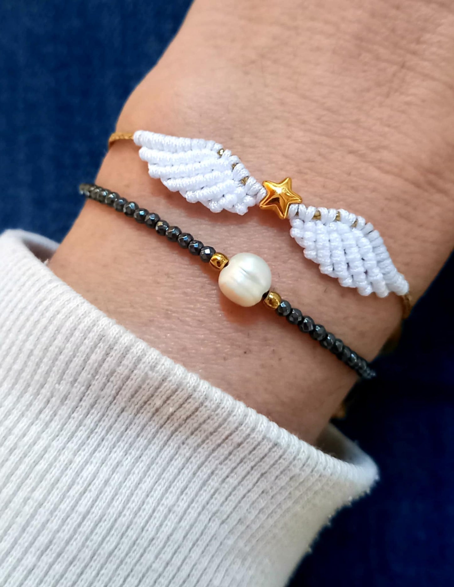 Βραχιόλι με φτερά αγγέλου και αστέρι