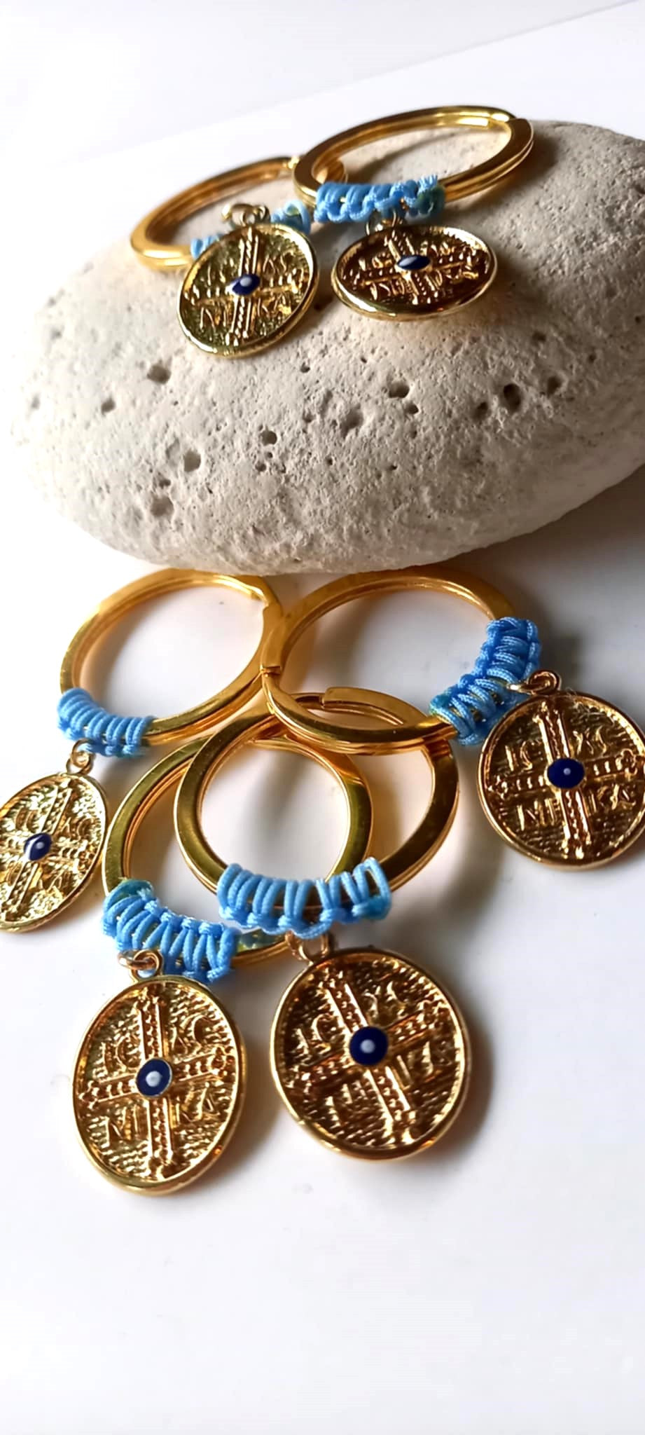 Χειροποίητο μαρτυρικό βάπτισης μπρελόκ με κωνσταντινάτο