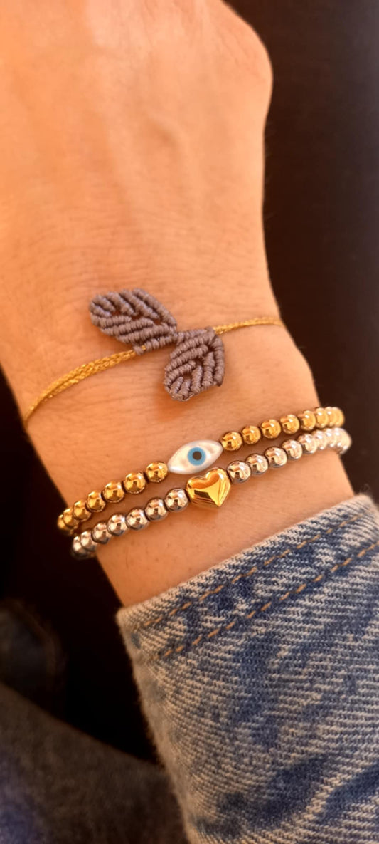 Βραχιόλι με μακραμέ φύλλα