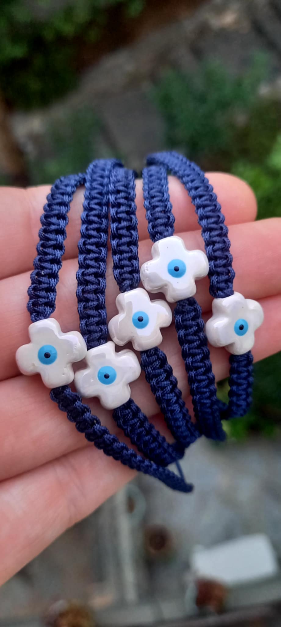 Μαρτυρικό βάπτισης βραχιόλι μακραμέ με σταυρό