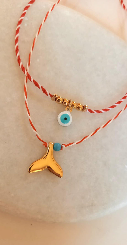 Βραχιόλι μαρτάκι με επιχρυσωμένο μάτι