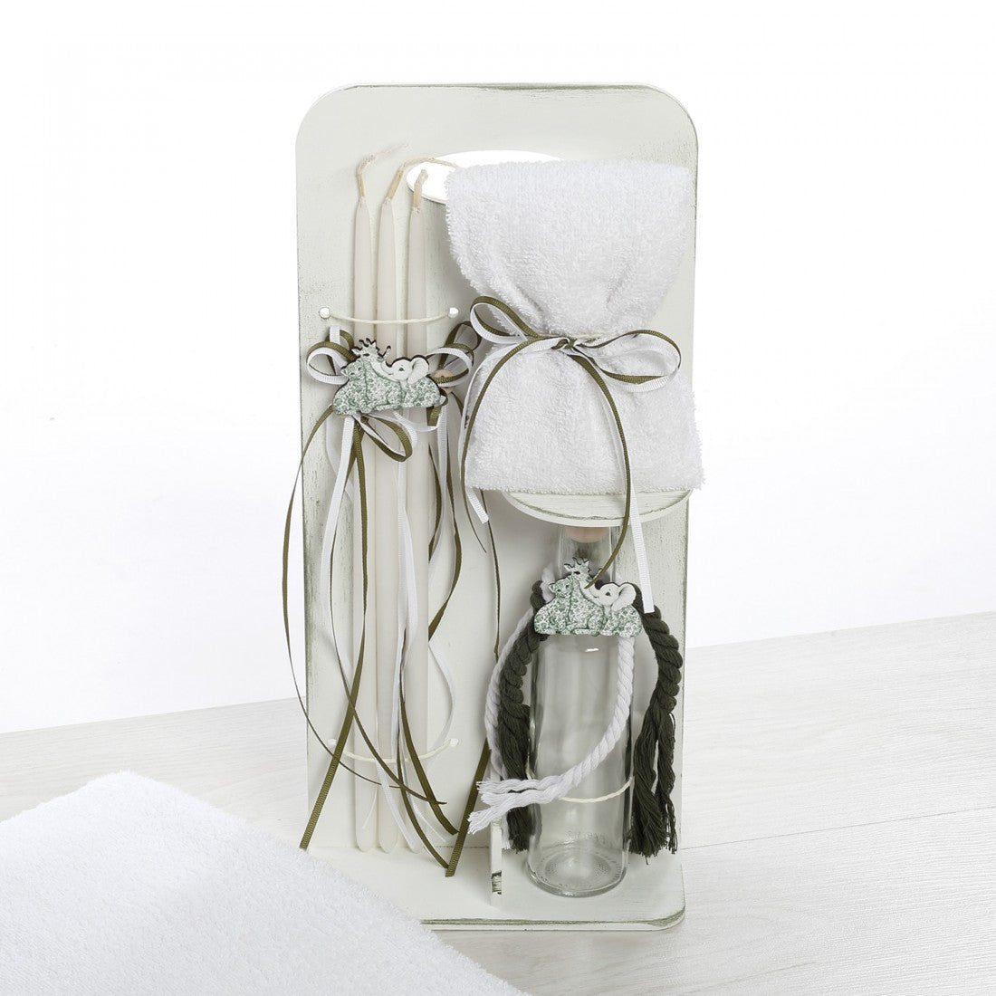 Premium σετ βάπτισης με ξύλινο αυτοκίνητο toile de jouy