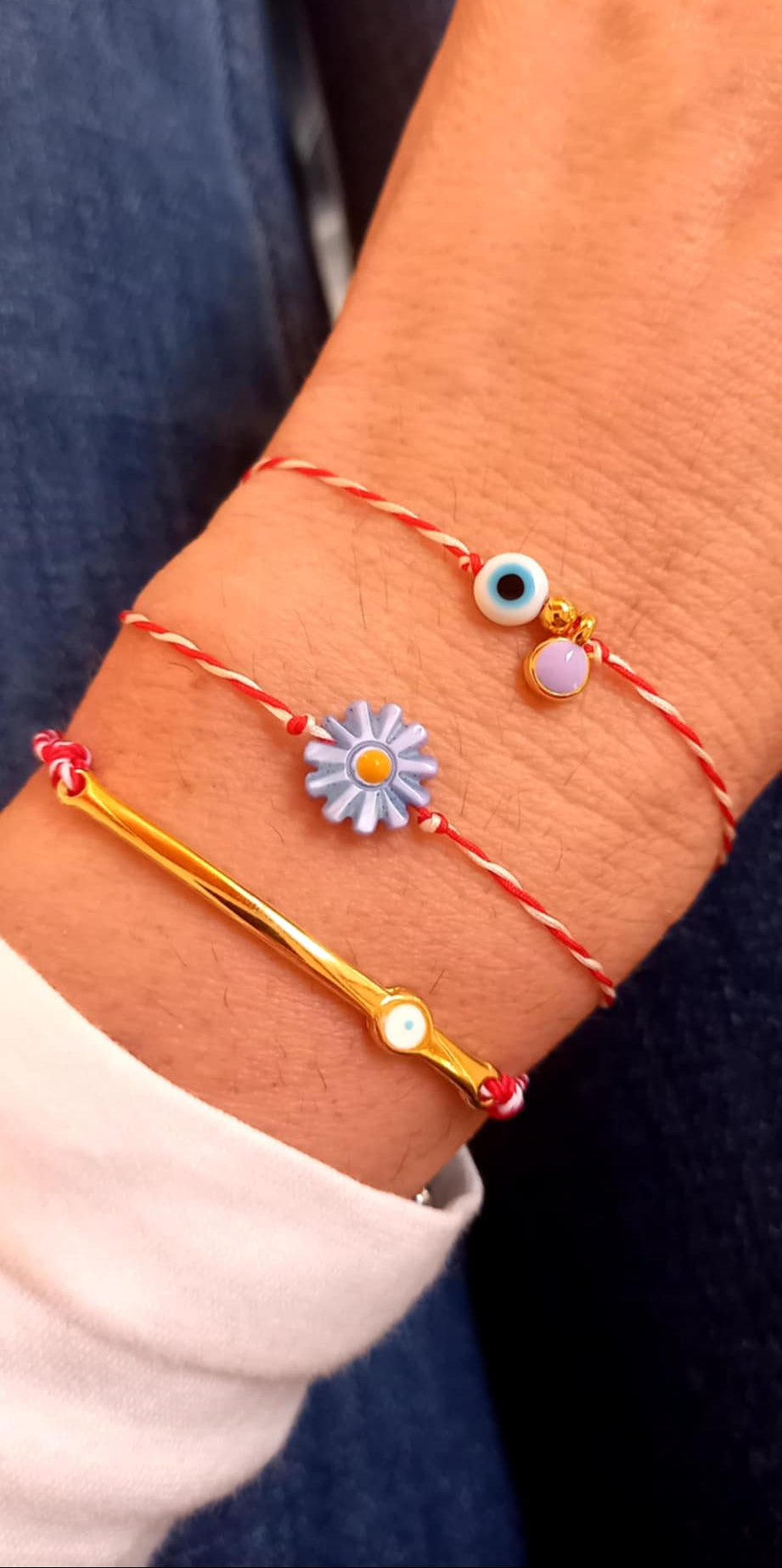 Βραχιόλι μαρτάκι με επιχρυσωμένη μπάρα με μάτι