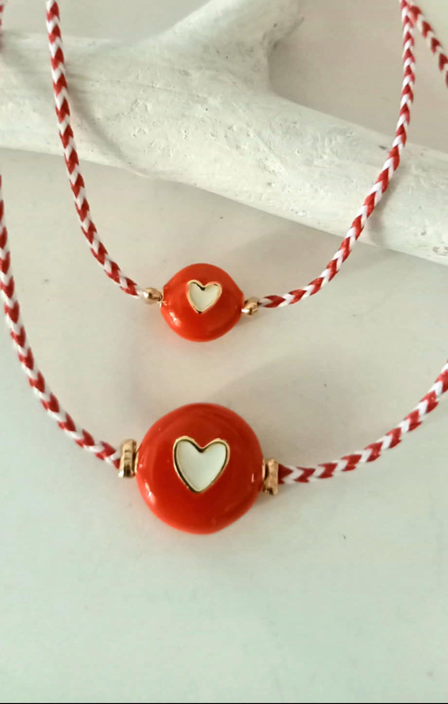 Βραχιόλι μαρτάκι με μοτίφ καρδιά με σμάλτο