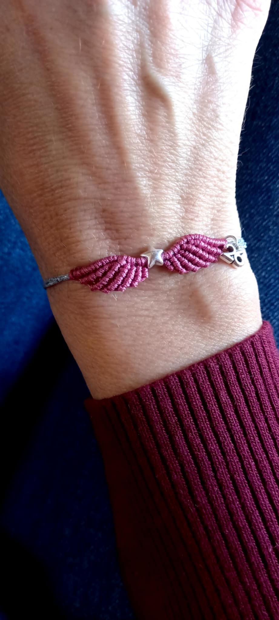 Βραχιόλι γούρι με μακραμέ φτερά αγγέλου