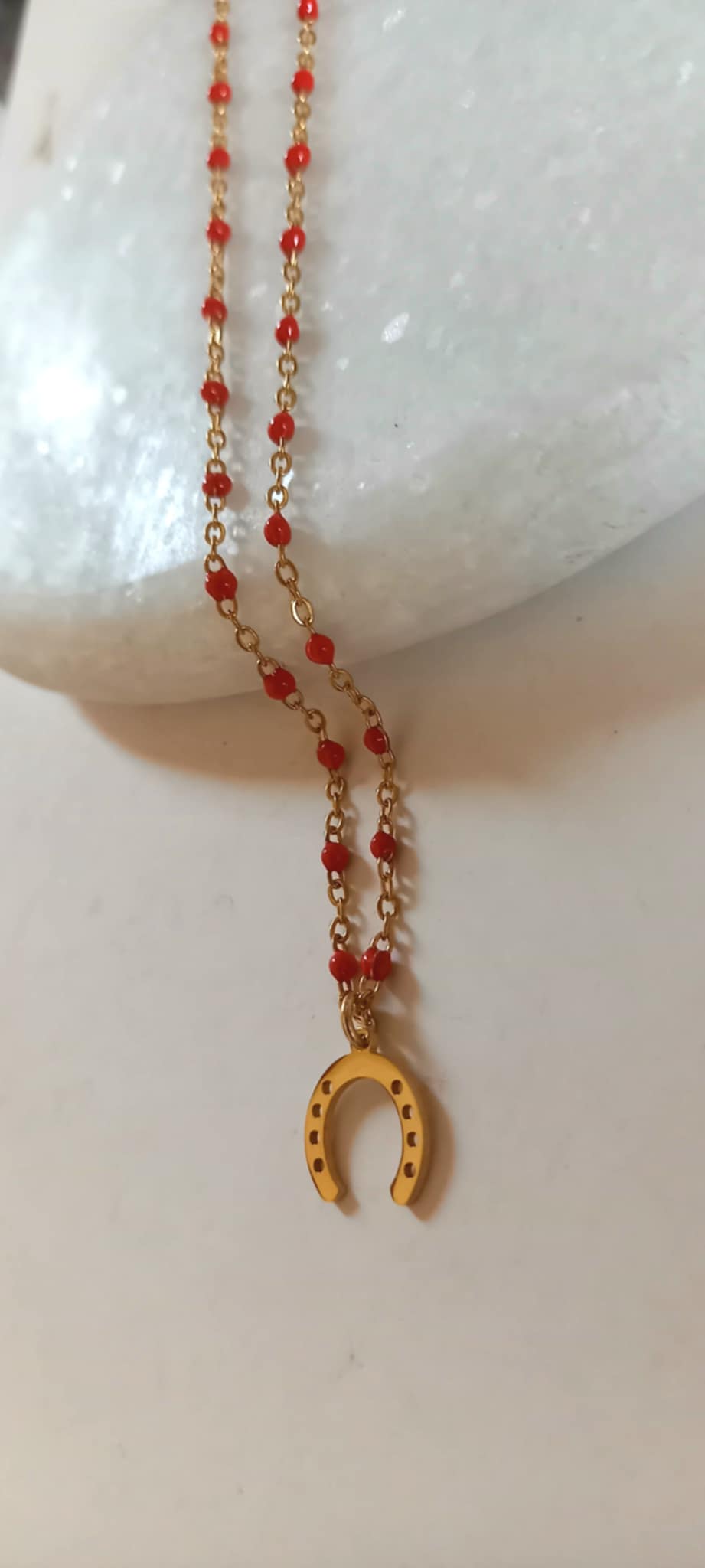 Κολιέ ροζάριο με μοτίφ πέταλο