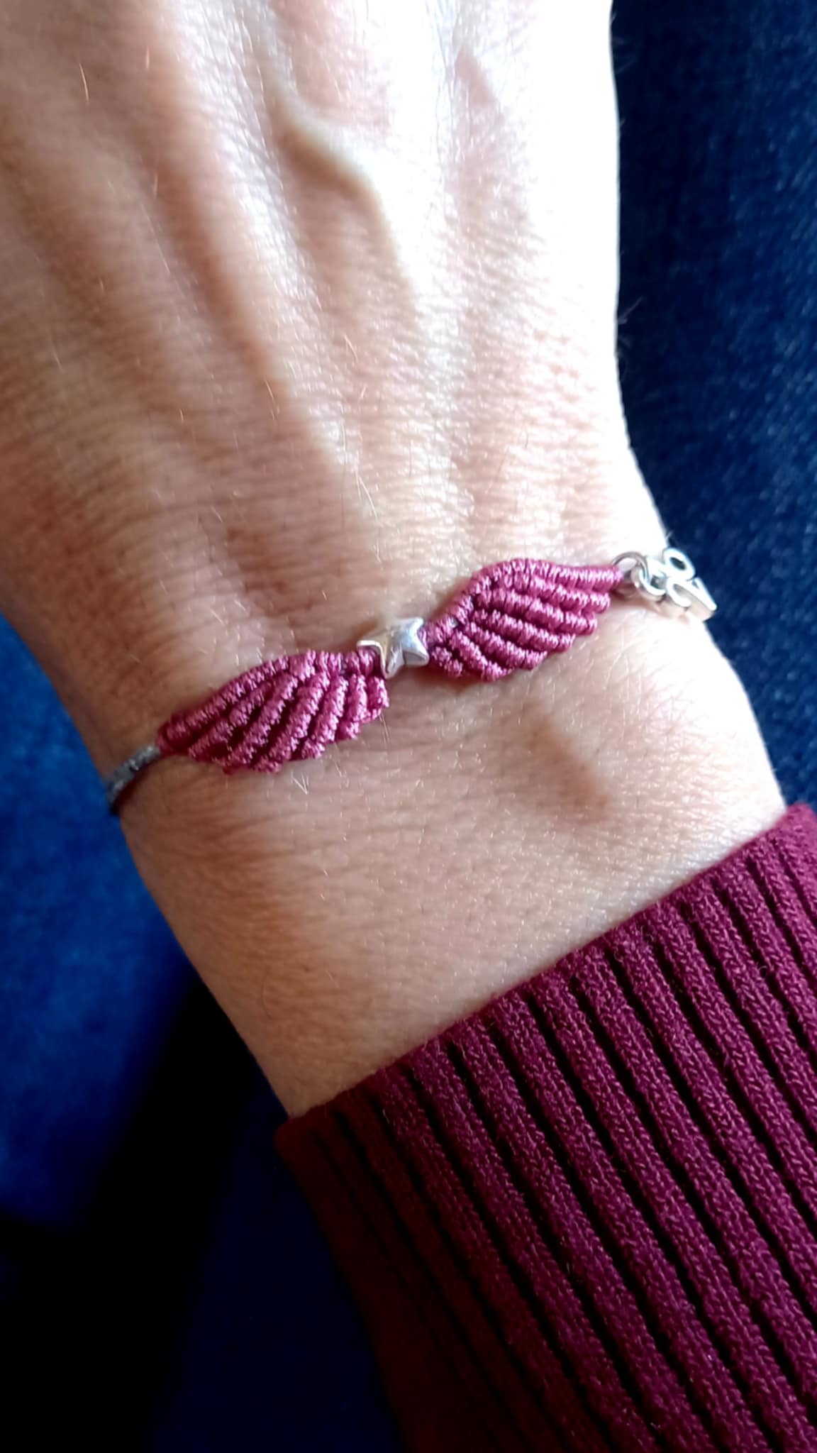 Βραχιόλι γούρι με μακραμέ φτερά αγγέλου