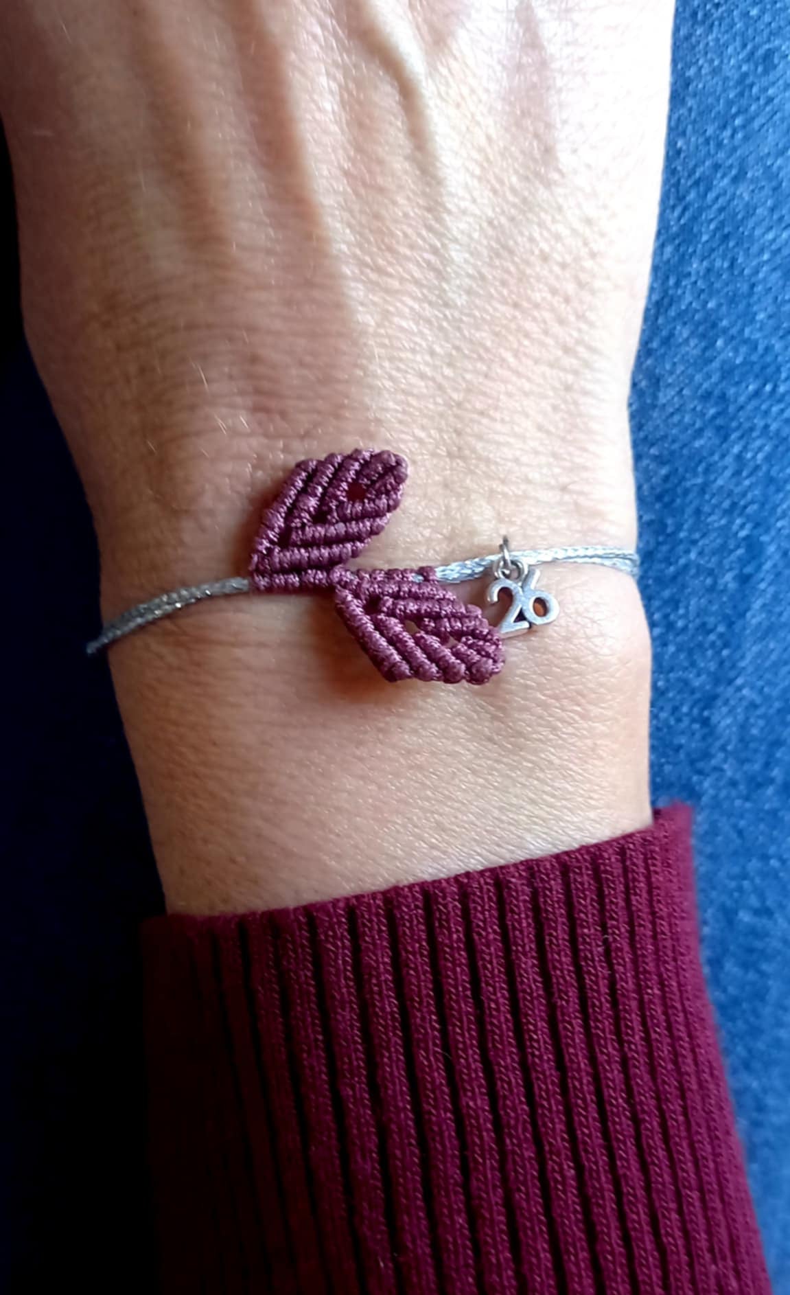 Βραχιόλι - γούρι με μακραμέ φύλλα