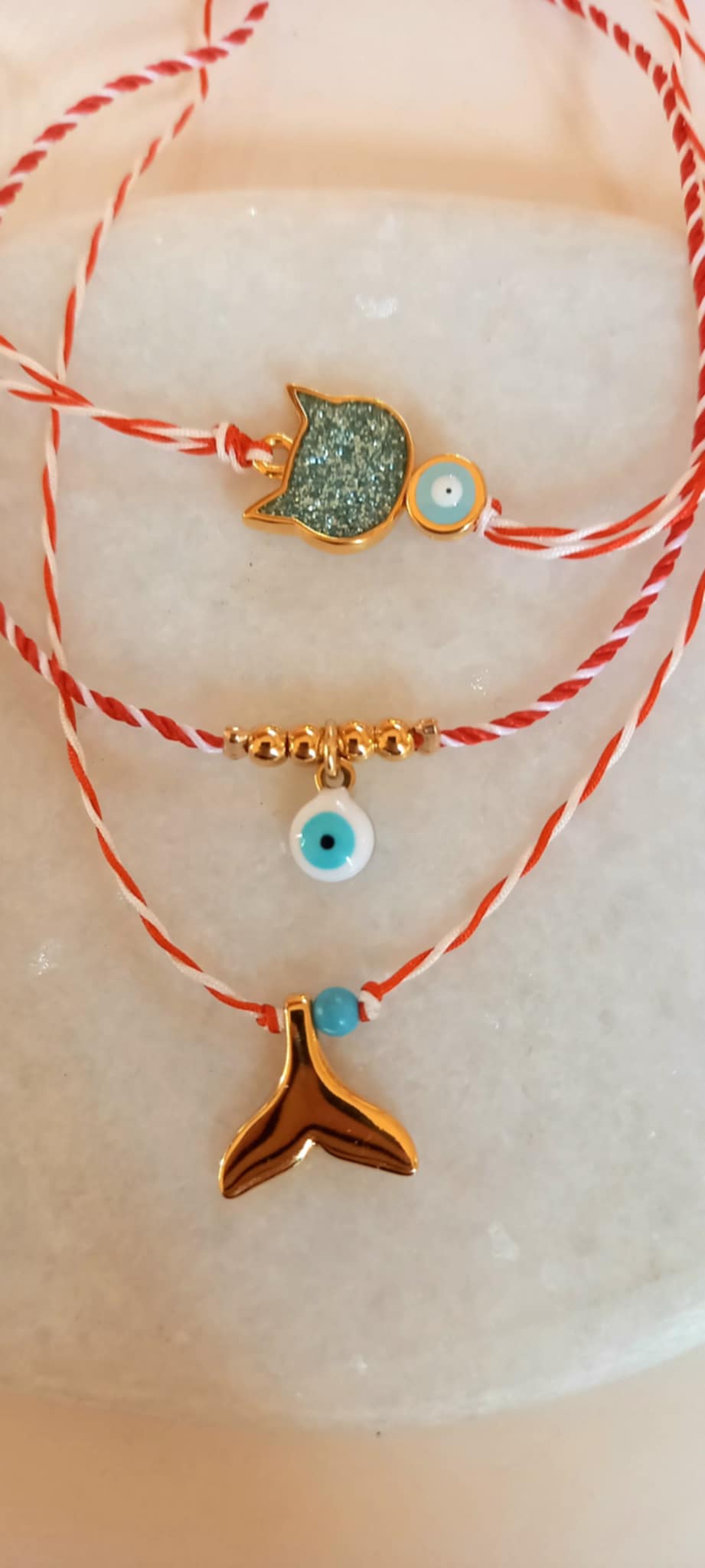 Βραχιόλι μαρτάκι με επιχρυσωμένο μάτι