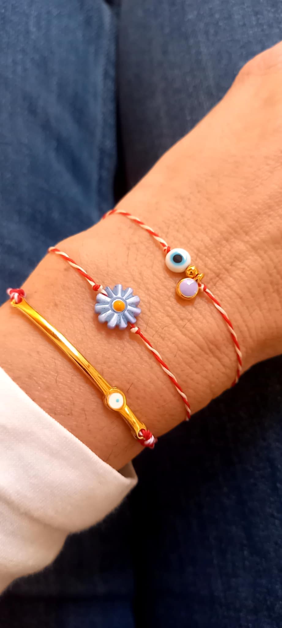 Βραχιόλι μαρτάκι με επιχρυσωμένη μπάρα με μάτι