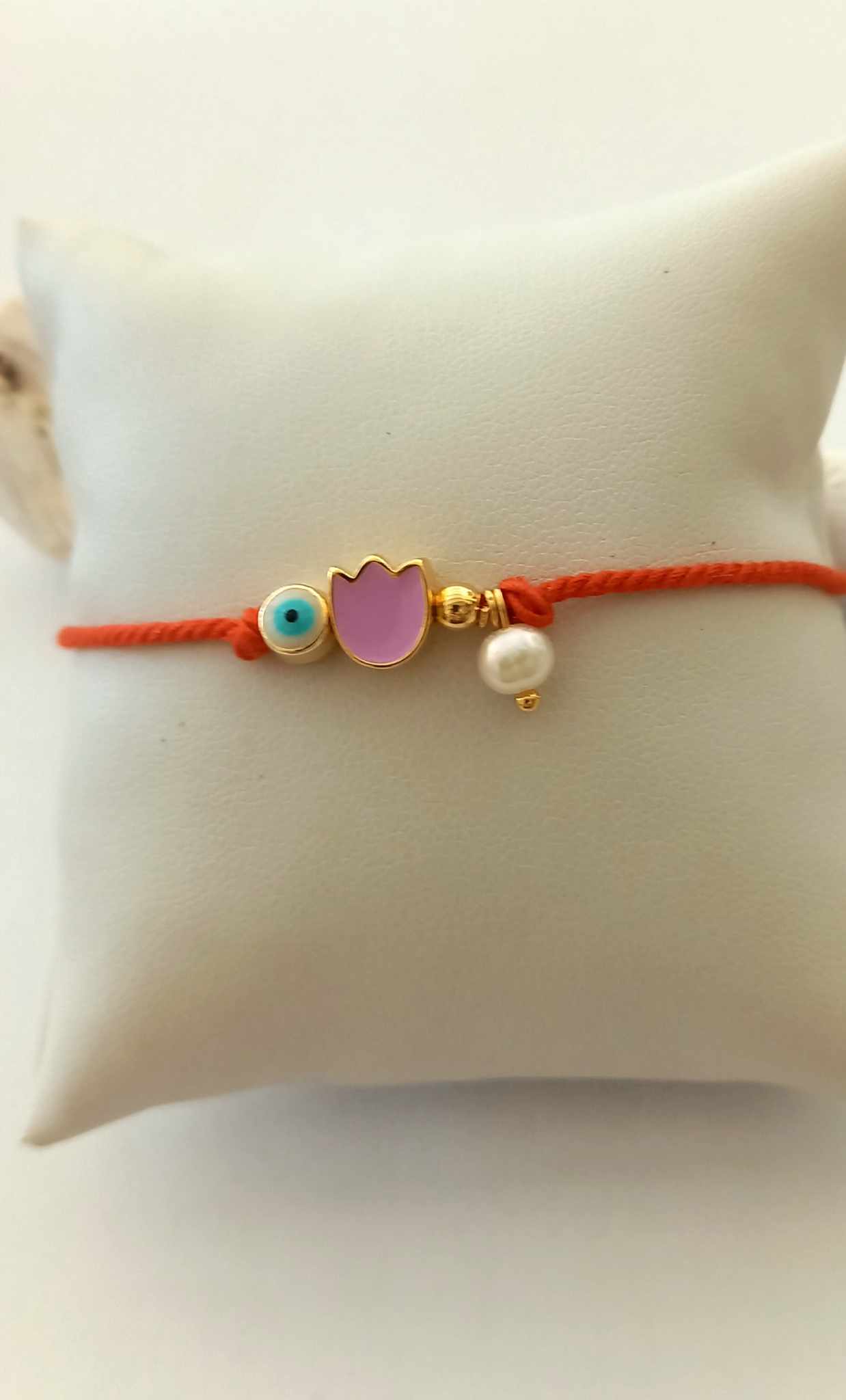 Βραχιόλι μαρτάκι με επιχρυσωμένα στοιχεία και μαργαριτάρι καλλιέργειας