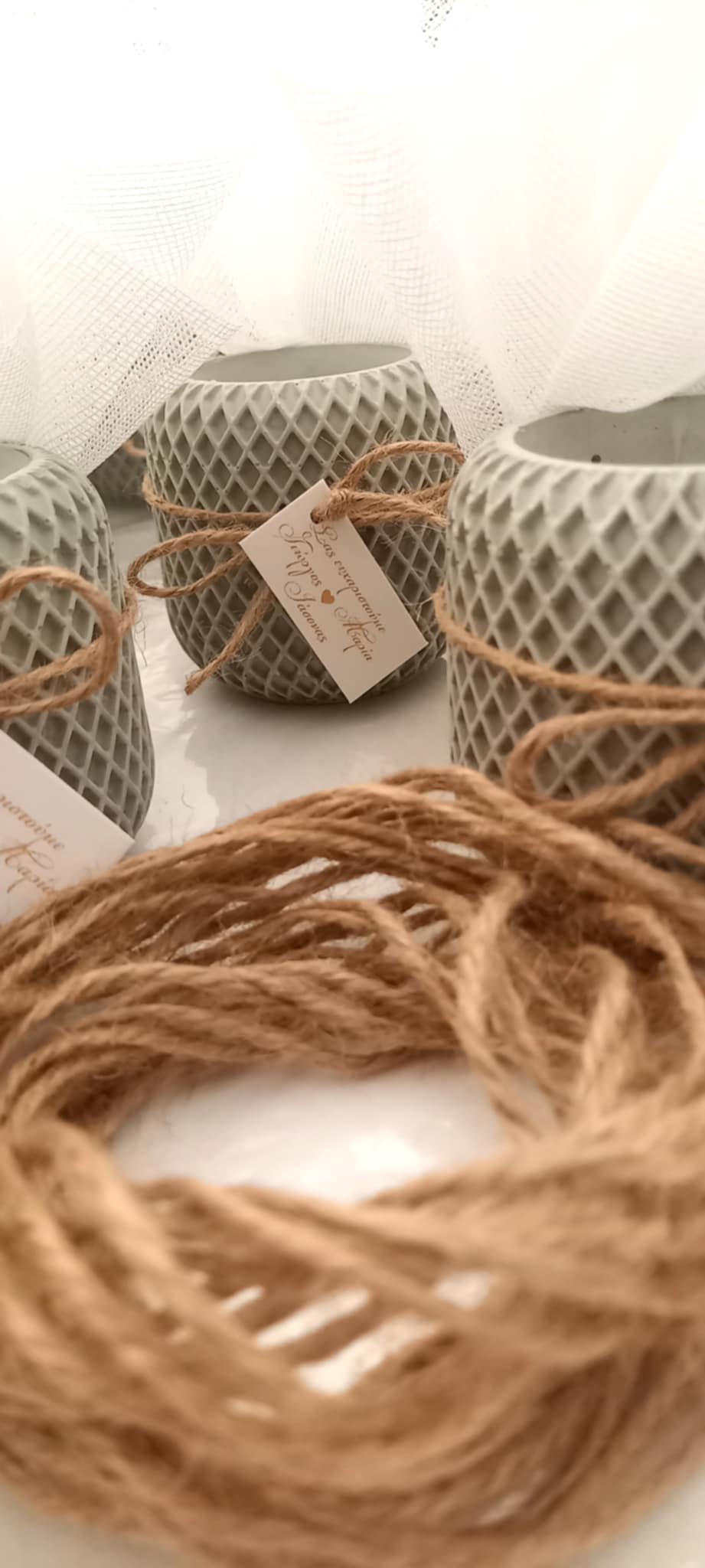 Μπομπονιέρα γάμου - βάπτισης κεραμικό βαζάκι με κερί