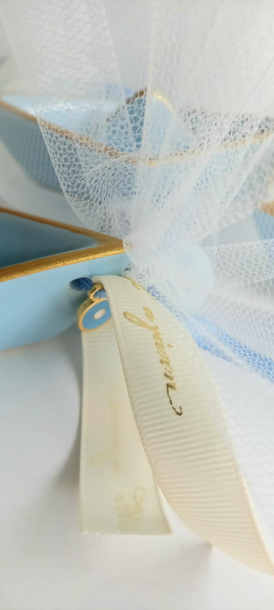 Μπομπονιέρα βάπτισης κεραμικό καραβάκι με μάτι