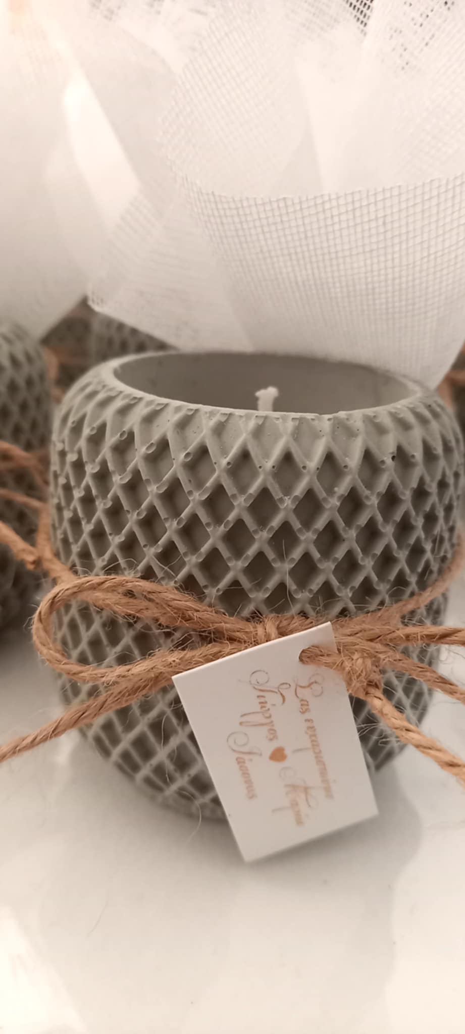 Μπομπονιέρα γάμου - βάπτισης κεραμικό βαζάκι με κερί