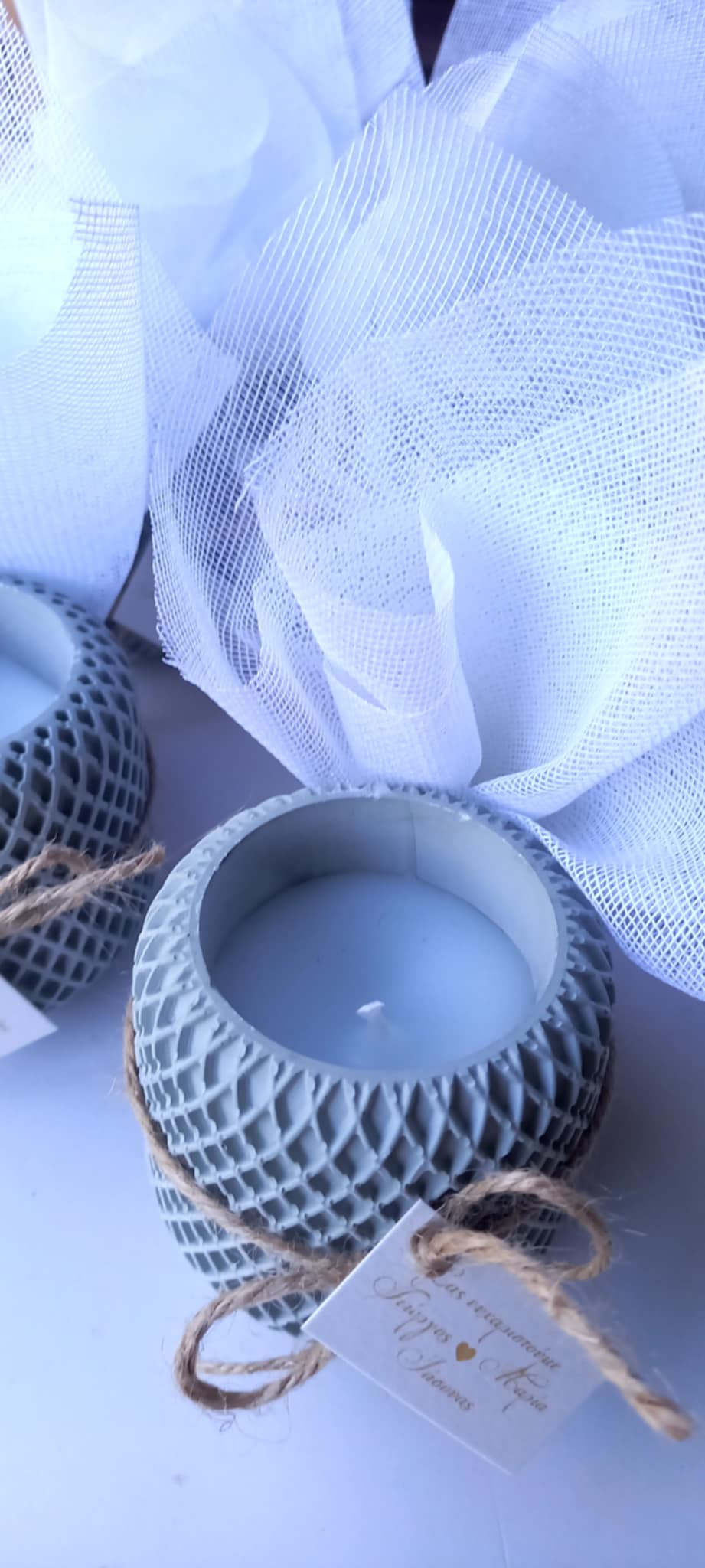 Μπομπονιέρα γάμου - βάπτισης κεραμικό βαζάκι με κερί