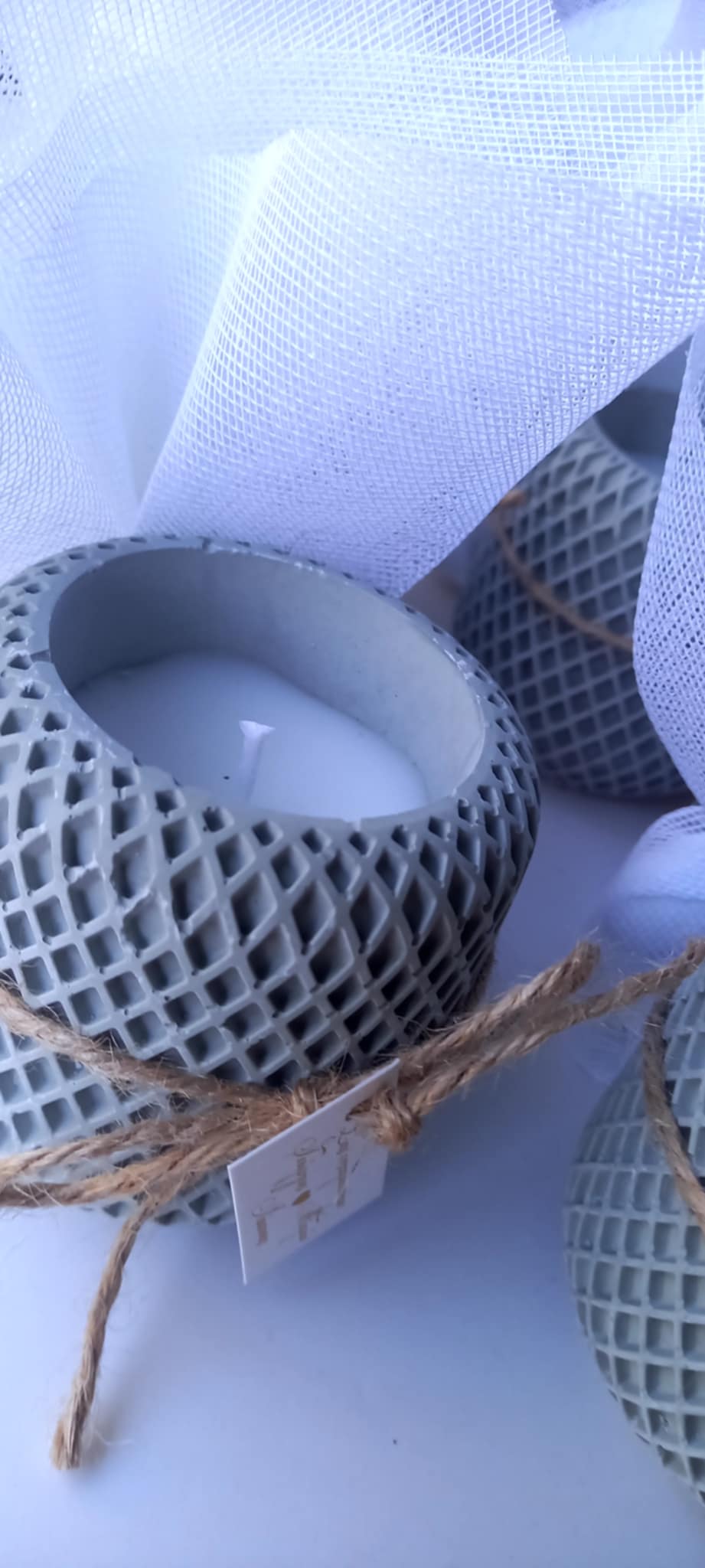 Μπομπονιέρα γάμου - βάπτισης κεραμικό βαζάκι με κερί