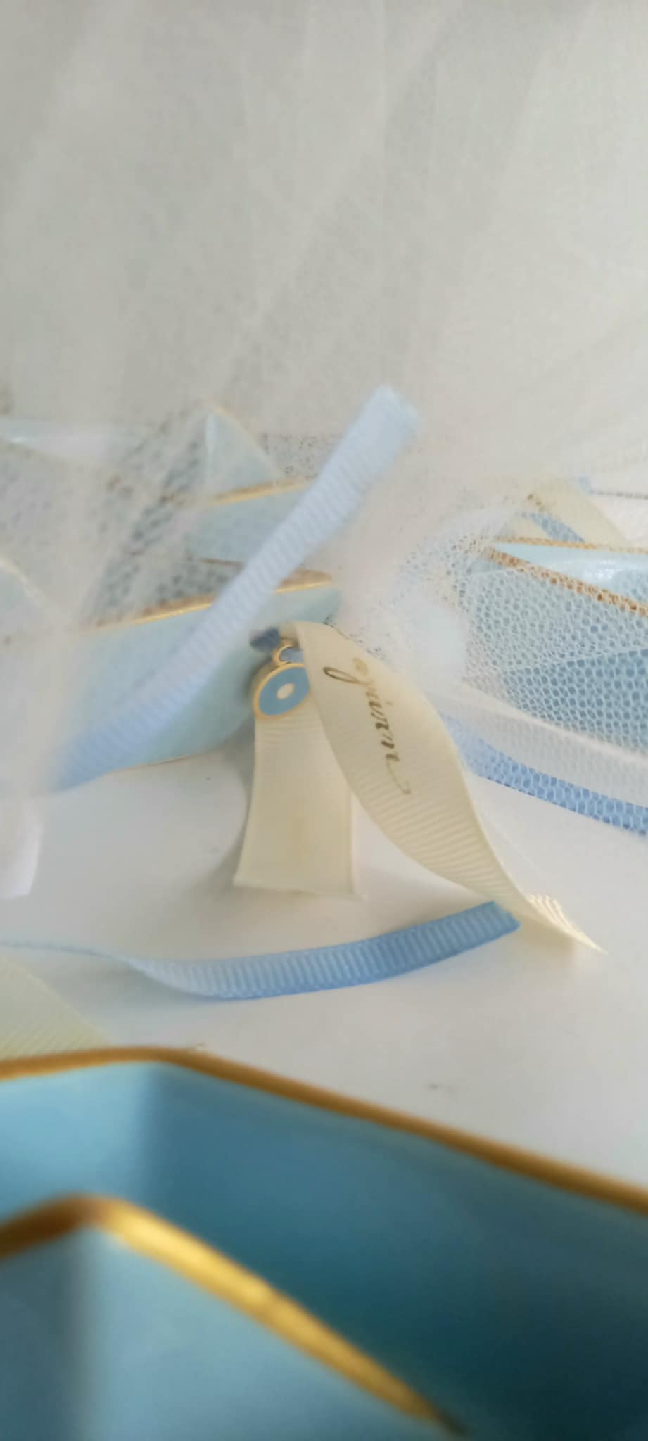 Μπομπονιέρα βάπτισης κεραμικό καραβάκι με μάτι