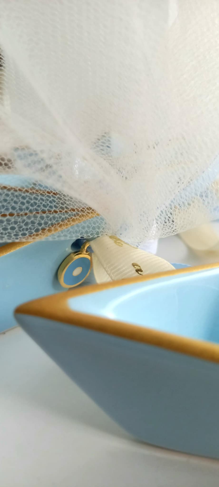 Μπομπονιέρα βάπτισης κεραμικό καραβάκι με μάτι