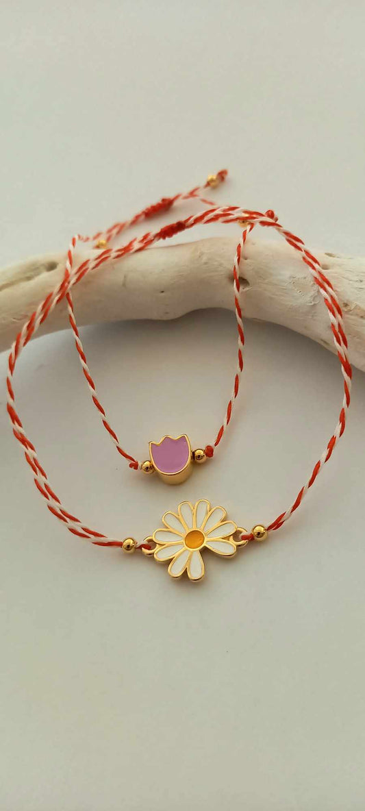 Βραχιόλι μαρτάκι με στοιχείο μαργαρίτα με σμάλτο