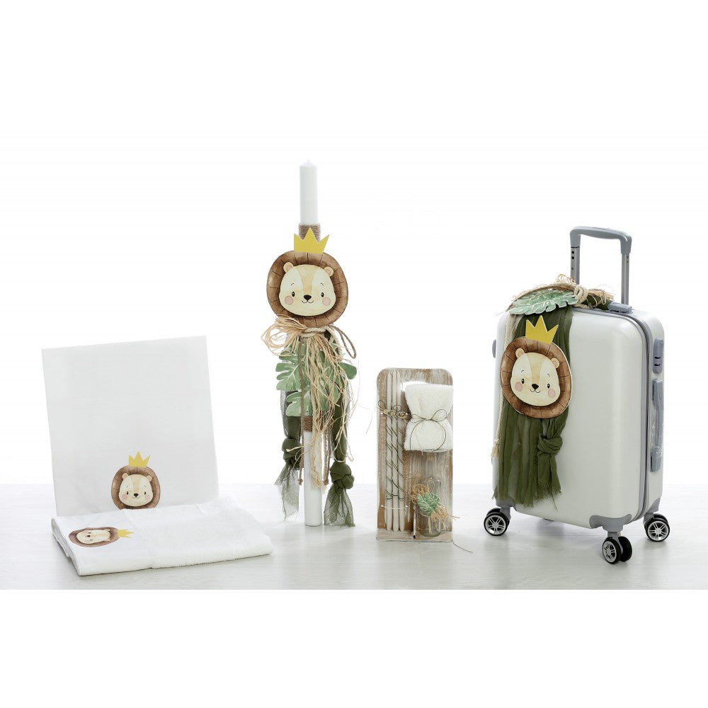 Σετ βάπτισης με θέμα λιονταράκι με κορώνα