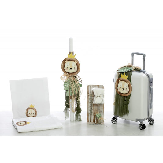 Σετ βάπτισης με θέμα λιονταράκι με κορώνα