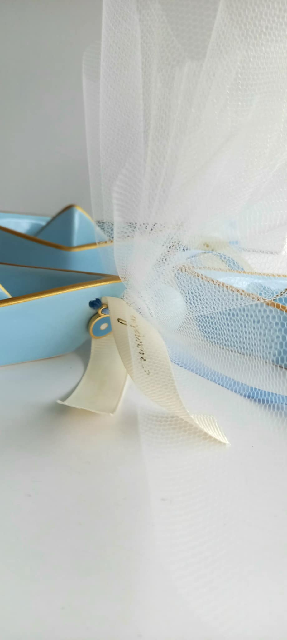 Μπομπονιέρα βάπτισης κεραμικό καραβάκι με μάτι