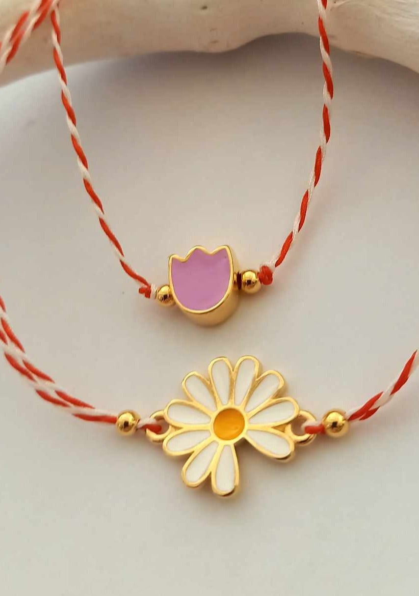 Βραχιόλι μαρτάκι με στοιχείο μαργαρίτα με σμάλτο