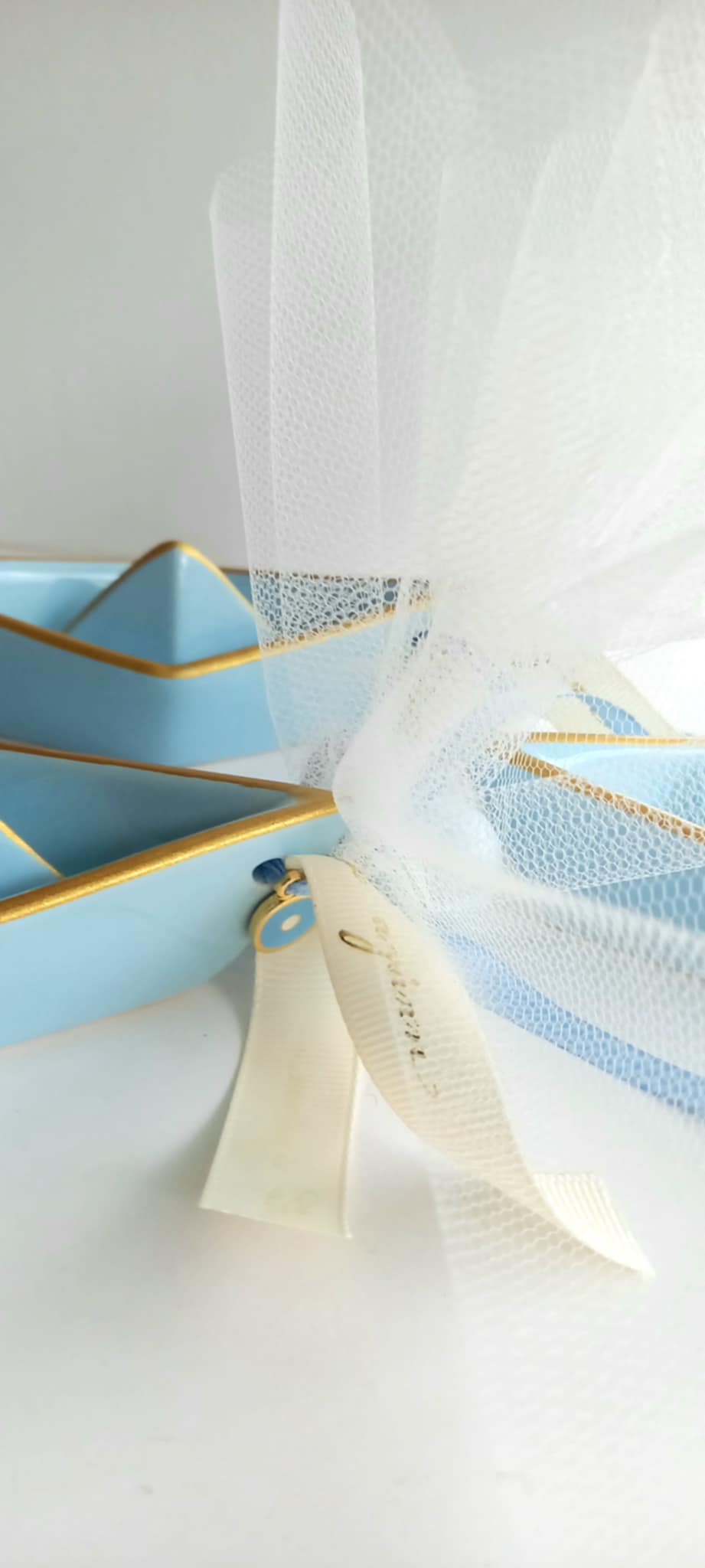 Μπομπονιέρα βάπτισης κεραμικό καραβάκι με μάτι