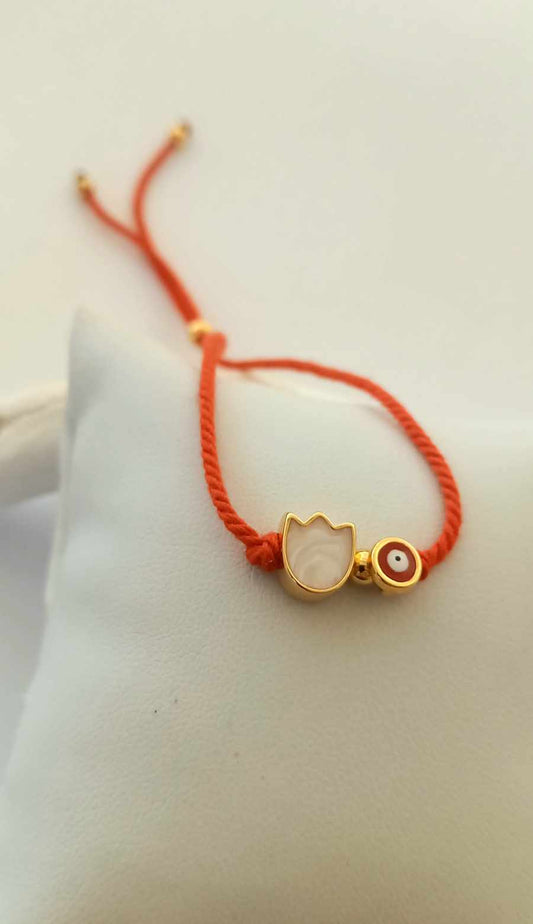 Βραχιόλι μαρτάκι με στοιχείο τουλίπα και μάτι